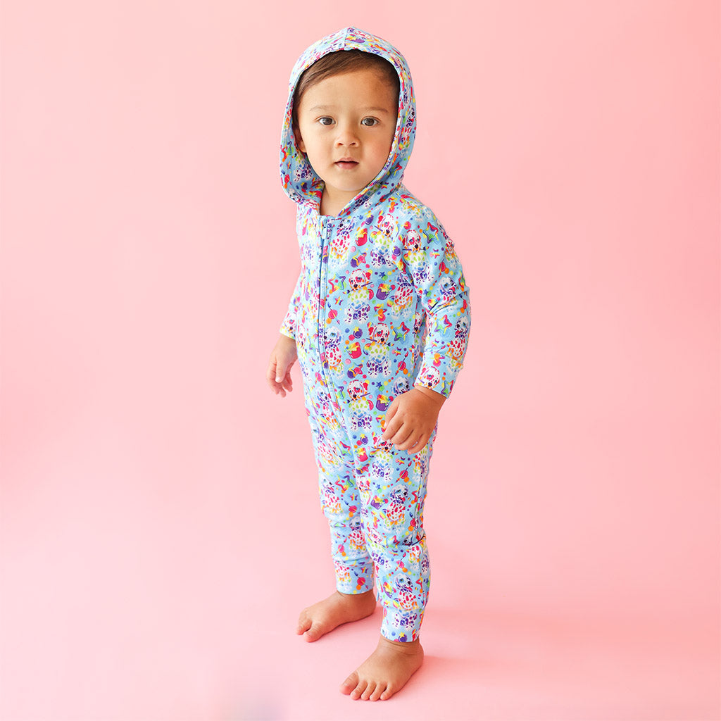 Lisa Frank® Spotty & Dotty™ French Terry Long Sleeve Zippered Hooded Romper