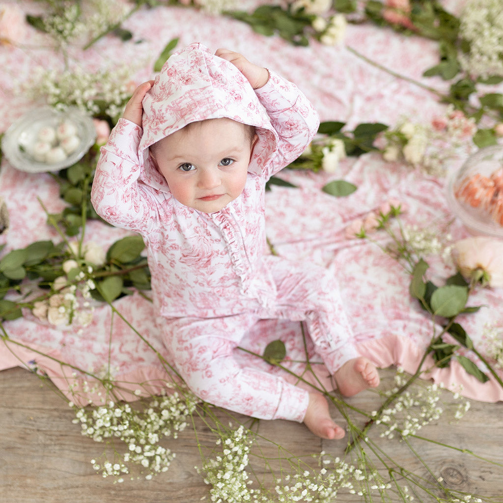 Antoinette French Terry Hooded Ruffle Romper