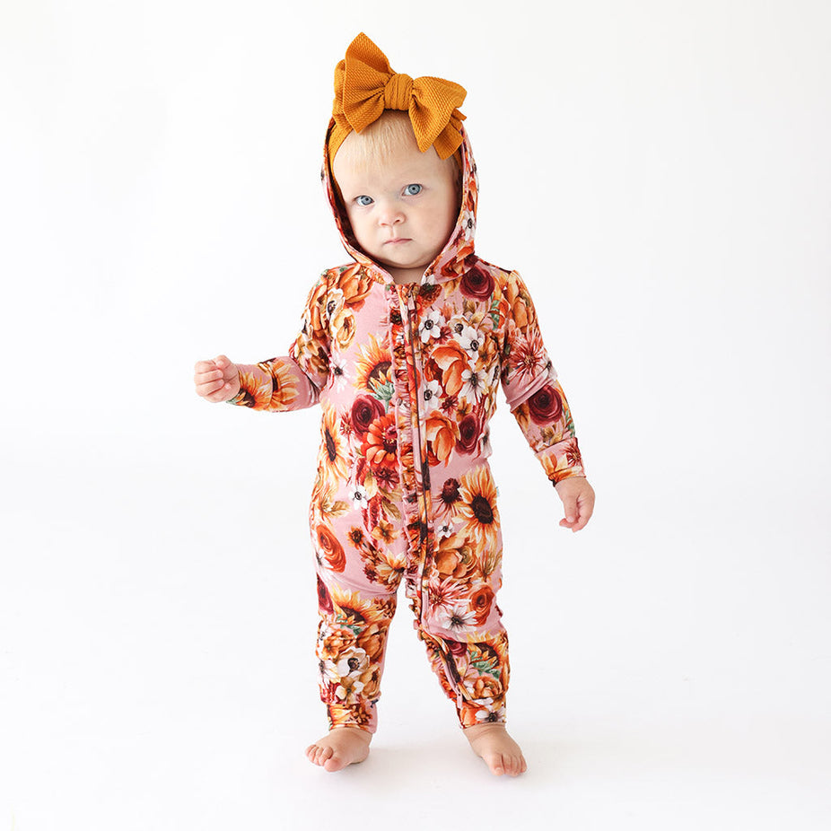 Brigitta French Terry Hooded Ruffle Romper