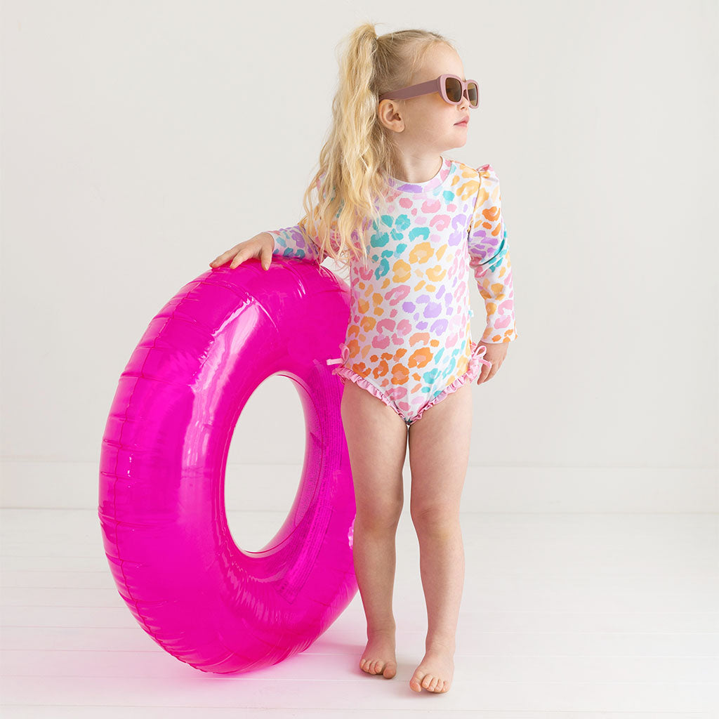 Mina Long Sleeve Ruffled Rash Guard Swimsuit