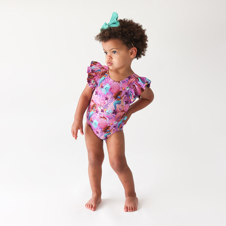 Disney's The Little Mermaid Ariel Ruffled Cap Sleeve One Piece Swimsuit