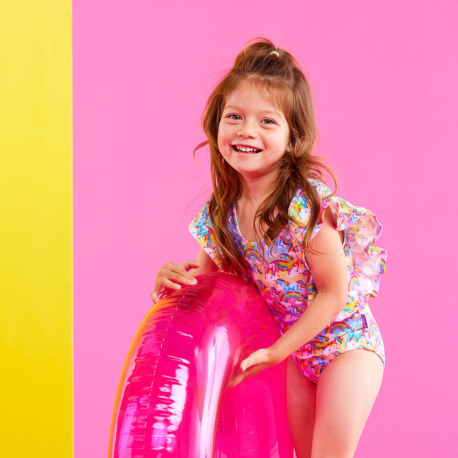 Lisa Frank® Markie™ Magic Flutter Sleeve One Piece Swimsuit