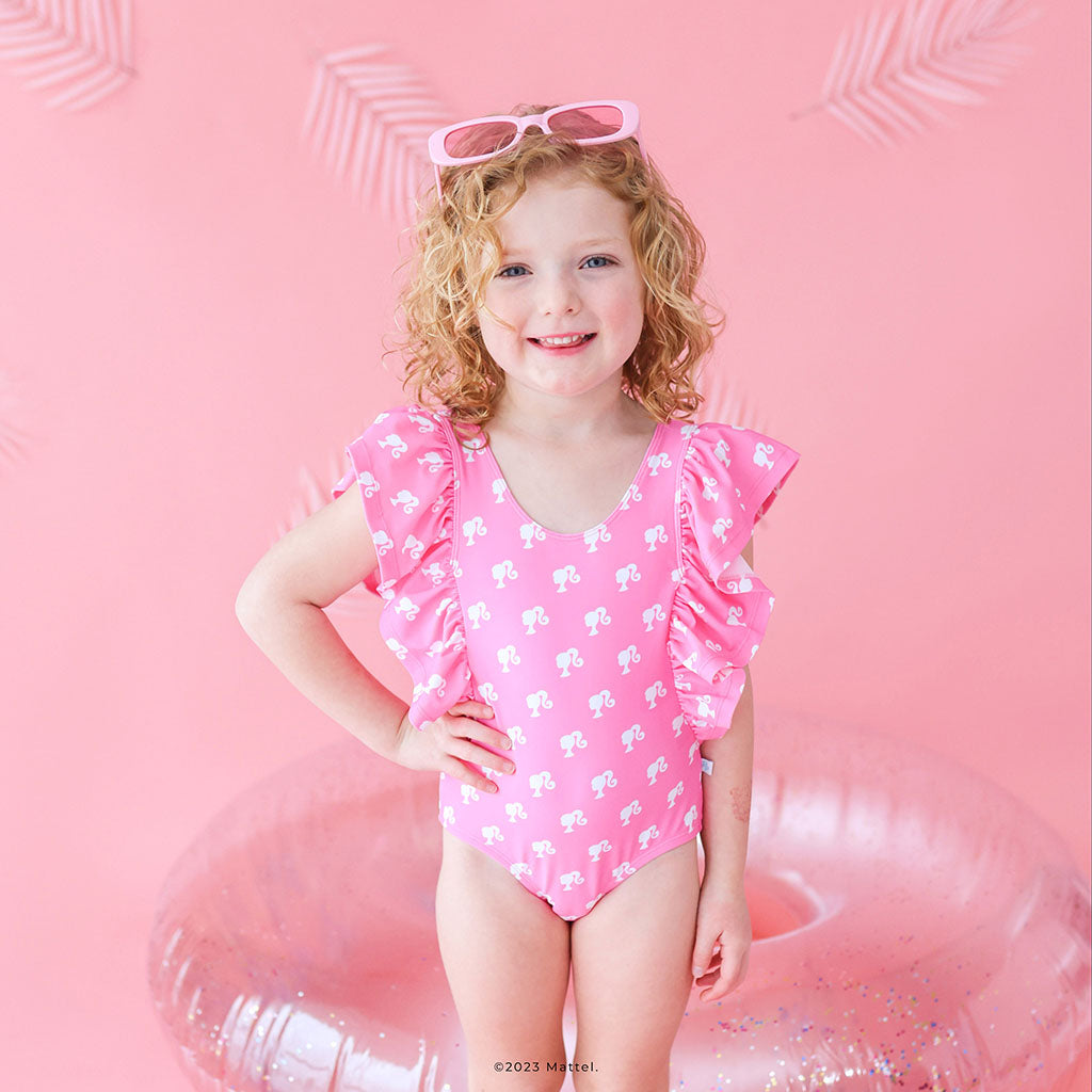 Posh Barbie™ Flutter Sleeve One Piece Swimsuit