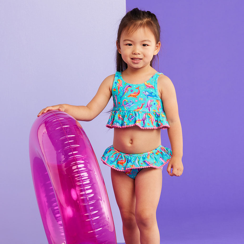 Lisa Frank® Dancing Dolphins™ Ruffled Tankini Two Piece Swimsuit