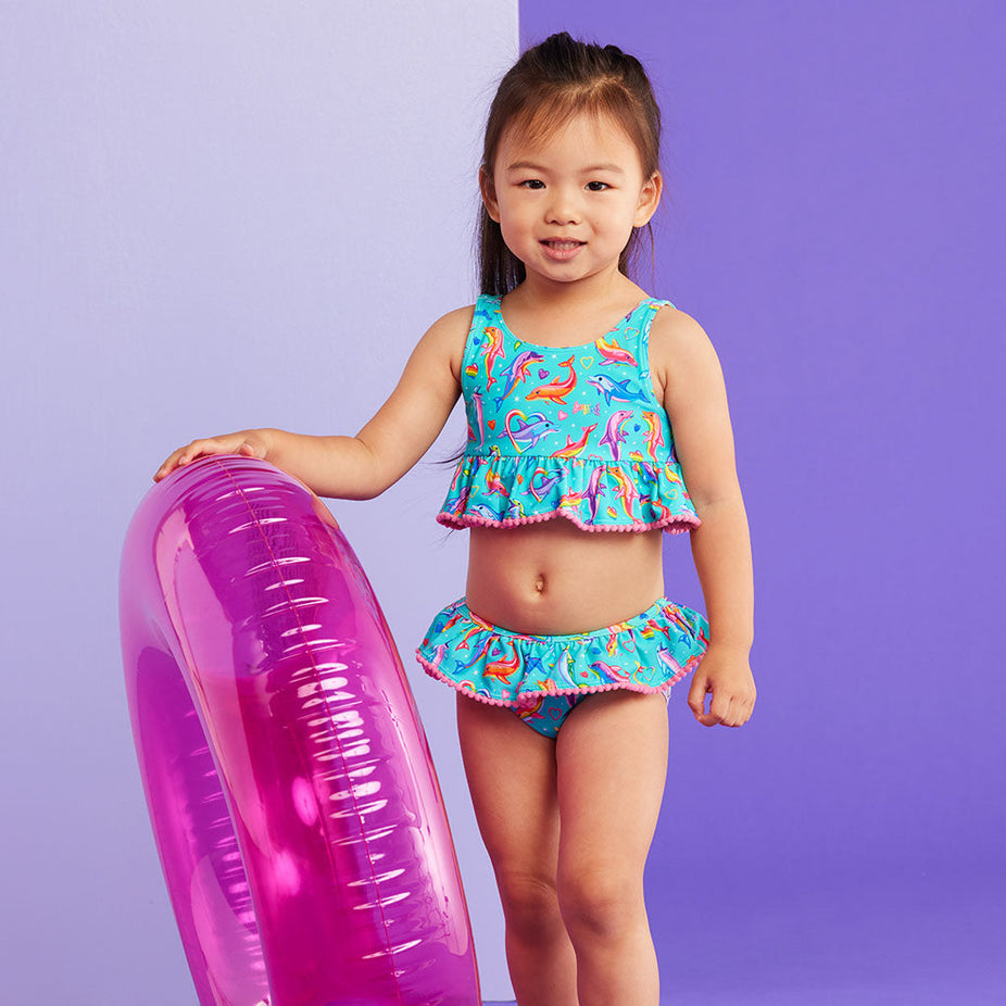 Lisa Frank® Dancing Dolphins™ Ruffled Tankini Two Piece Swimsuit