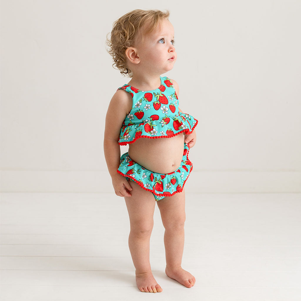 Happy Berry Ruffled Tankini Two Piece Swimsuit