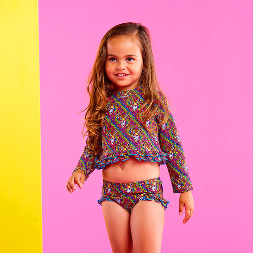 Lisa Frank® Hunter™ Long Sleeve Rash Guard Ruffled Bummie Set