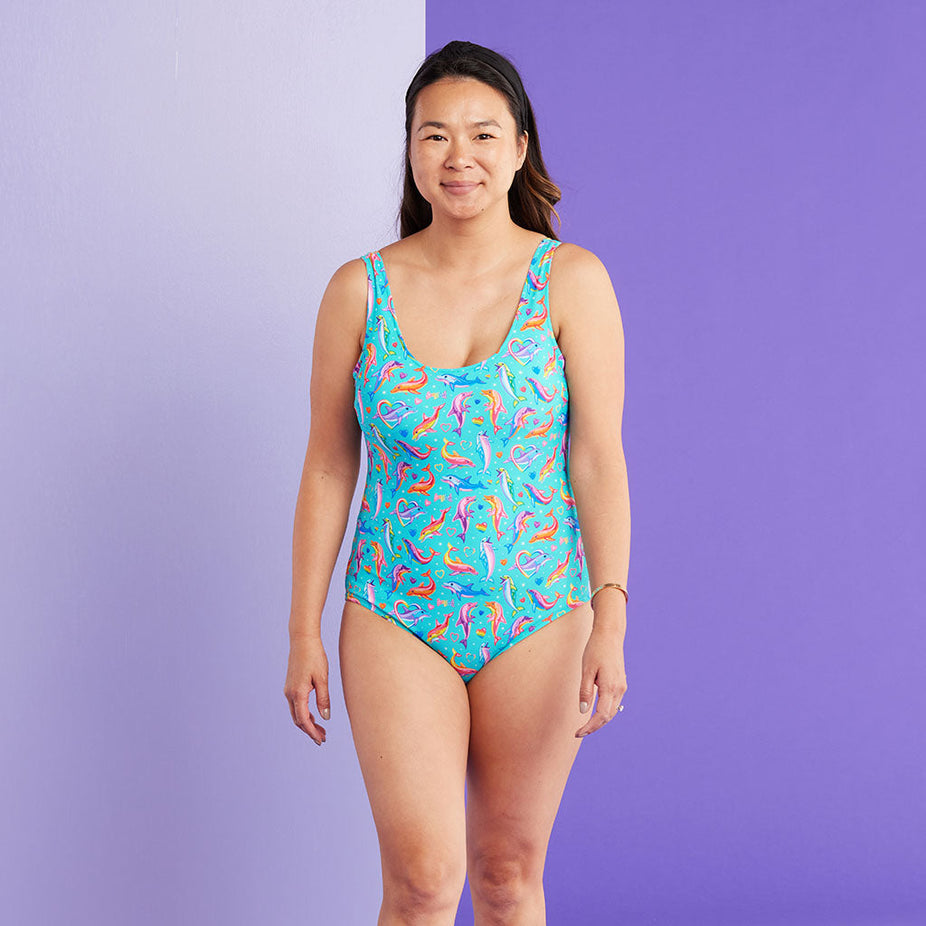 Lisa Frank® Dancing Dolphins™ Women's Reversible One Piece Swimsuit