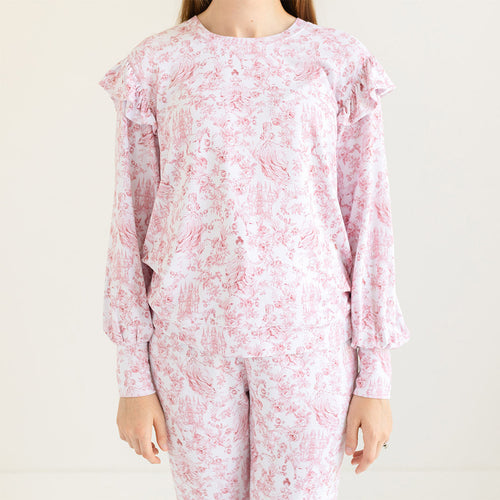 Antoinette Women's French Terry Ruffled Balloon Sleeve Sweatshirt