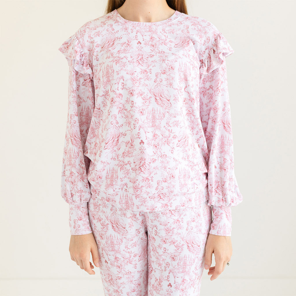 Antoinette Women's French Terry Ruffled Balloon Sleeve Sweatshirt