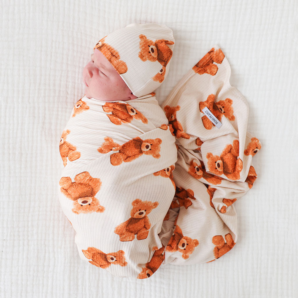 Freddy Teddy Swaddle Beanie Set