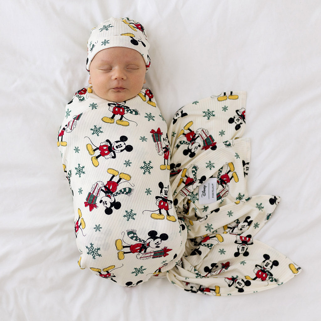 Disney Mickey Mouse Holiday Swaddle Beanie Set