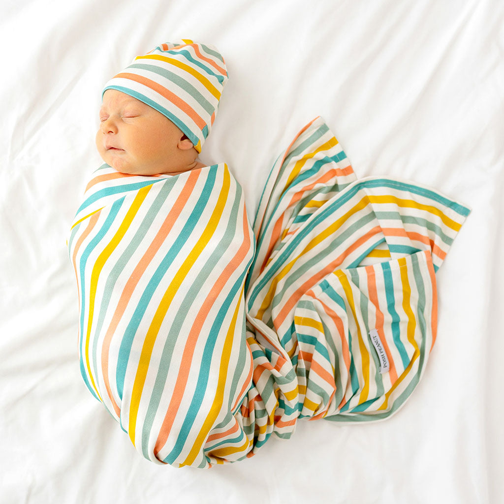Popsicle Stripe Swaddle Beanie Set
