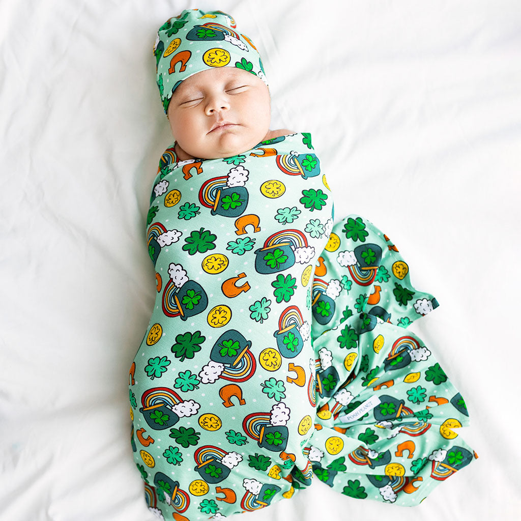 Posh Patrick's Day Swaddle Beanie Set
