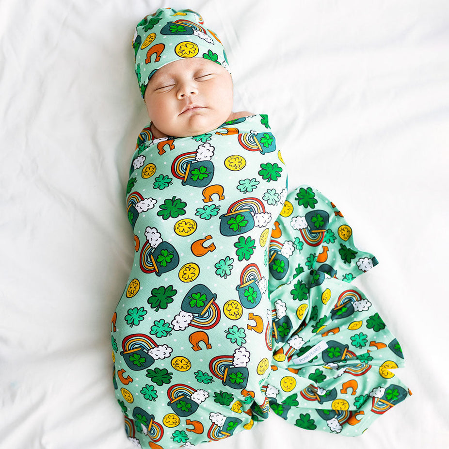 Posh Patrick's Day Swaddle Beanie Set