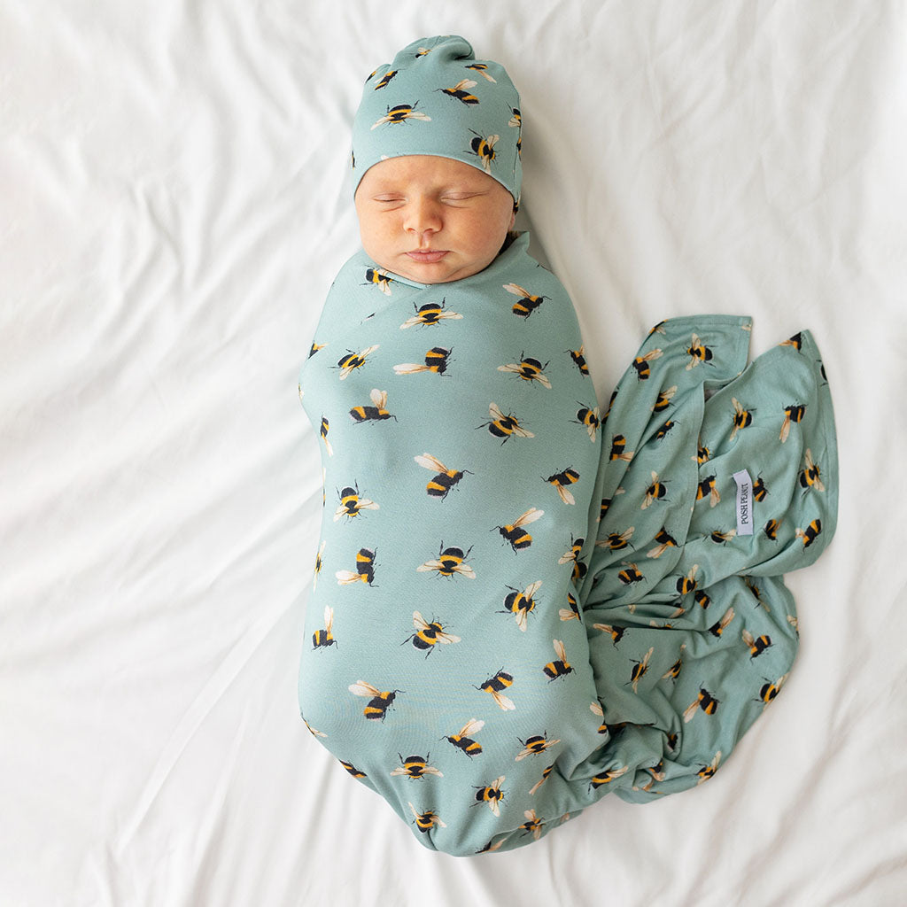 Spring Bee Swaddle Beanie Set