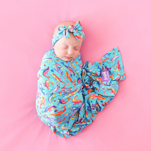 Lisa Frank® Dancing Dolphins™ Swaddle Headband Set