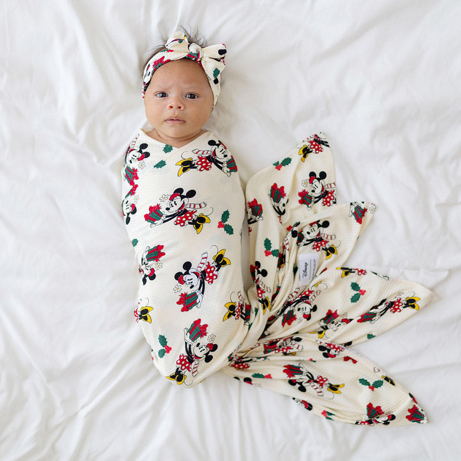 Disney Minnie Mouse Holiday Swaddle Headband Set