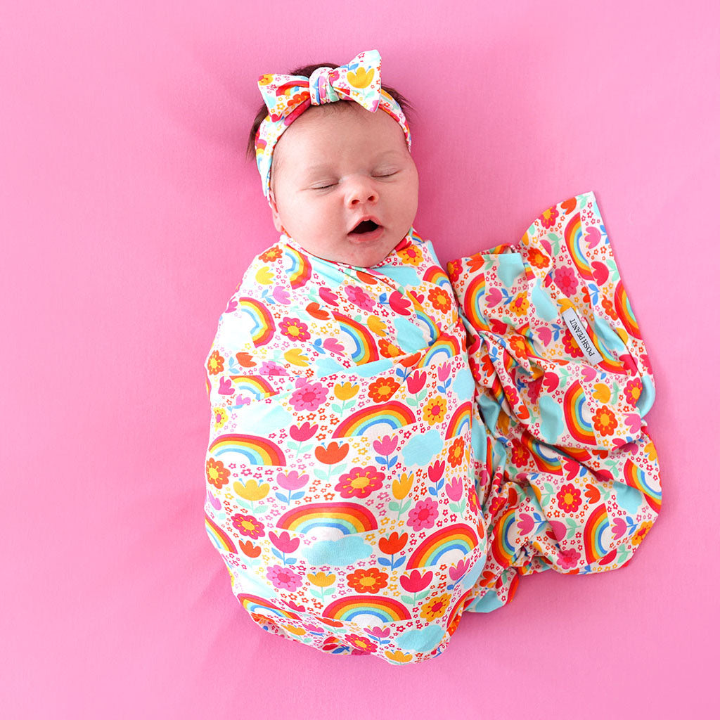Rainbow Melody Swaddle Headband Set
