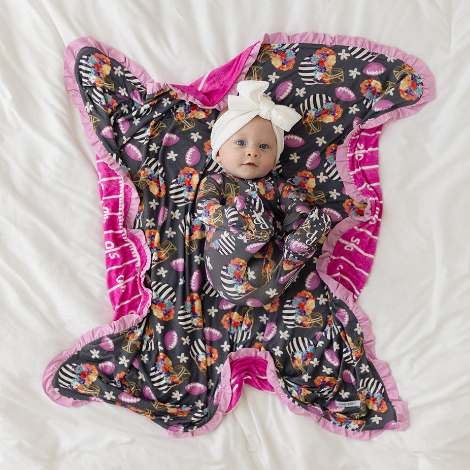 Posh Touchdown & Pink Game Day Ruffled Luxette Patoo® Blanket