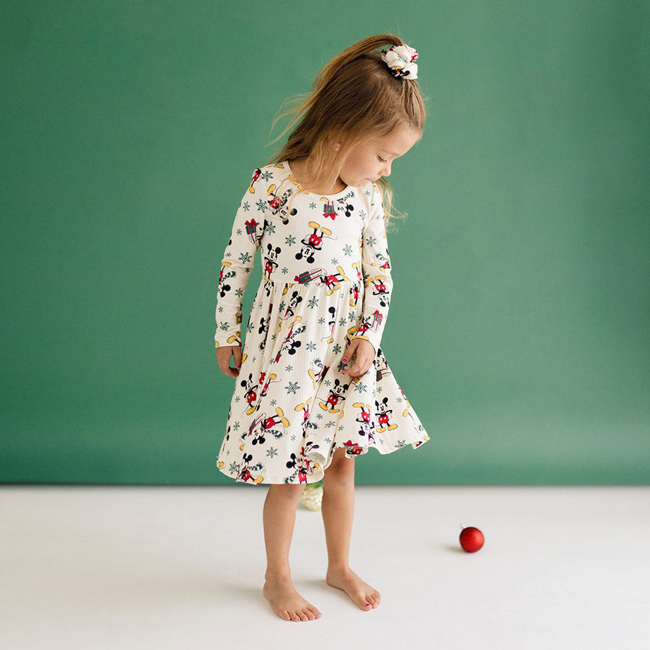 Disney Mickey Mouse Holiday Long Sleeve Twirl Dress