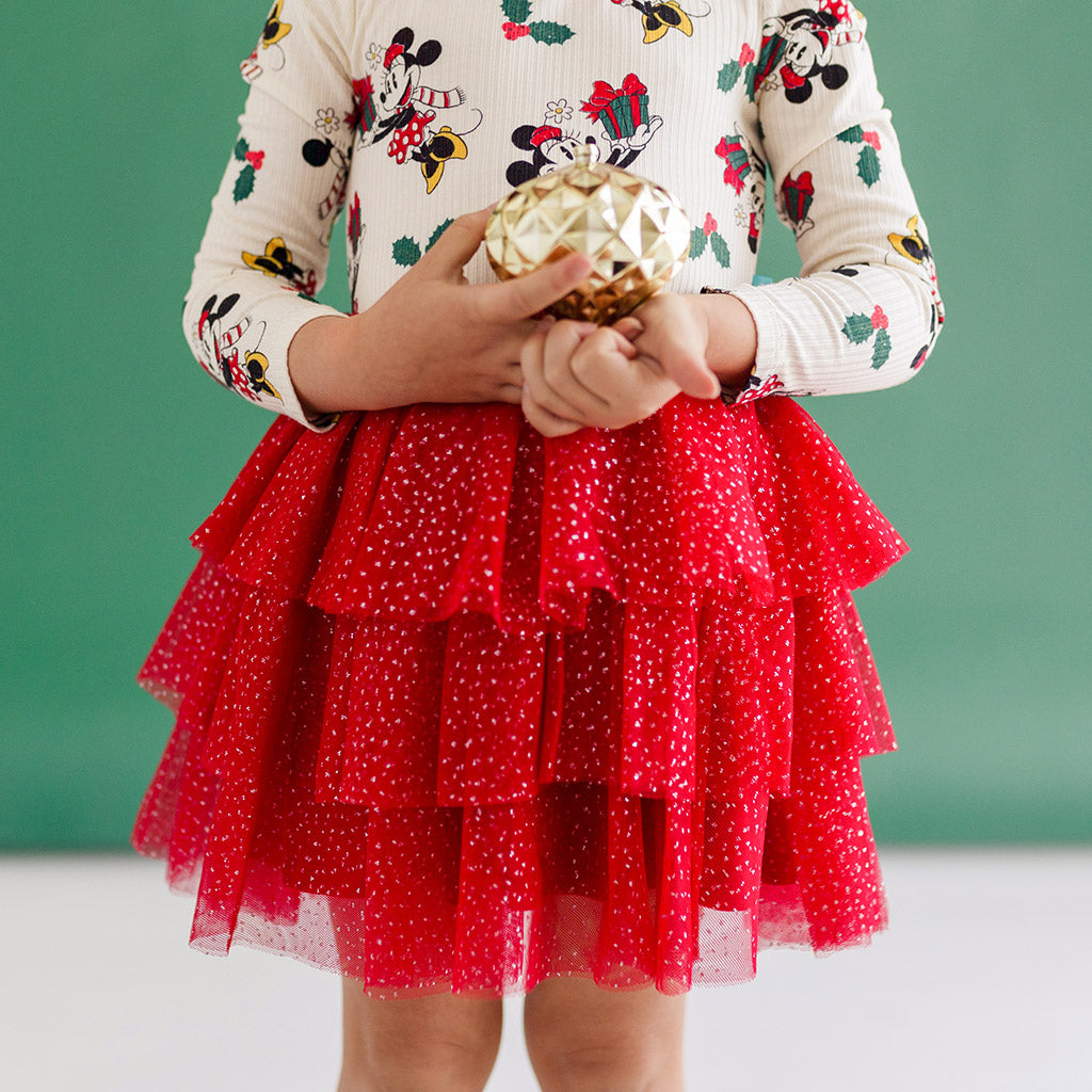 Disney Minnie Mouse Holiday Long Sleeve Tulle Dress