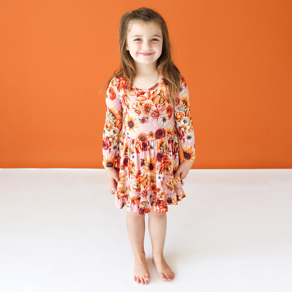 Brigitta Long Sleeve Ruffled Twirl Dress