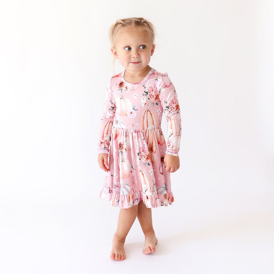 Talena Long Sleeve Ruffled Twirl Dress