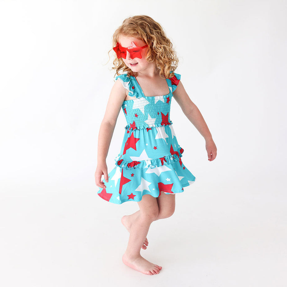 Star Spangled Smocked Babydoll Dress