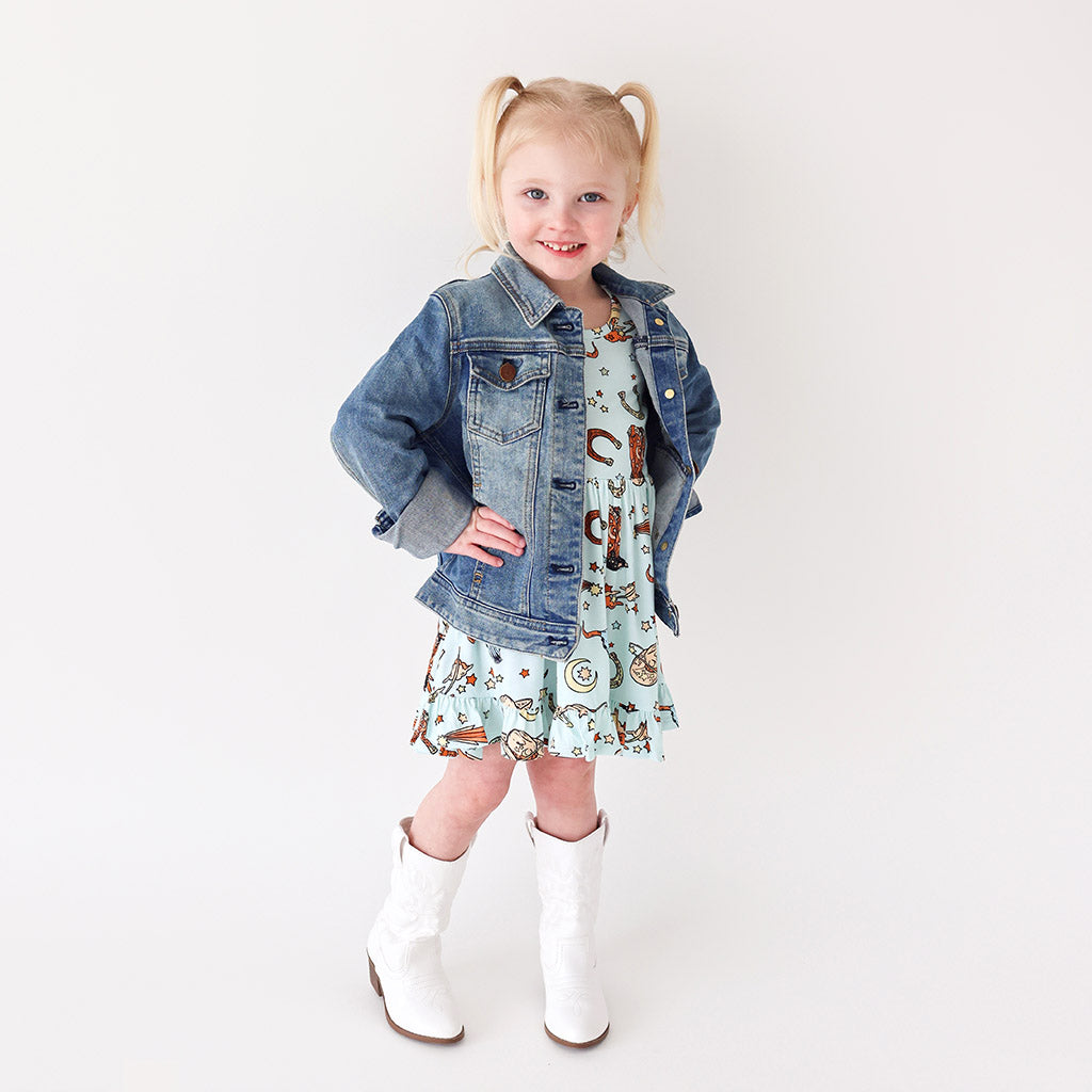 Casey Short Sleeve Ruffled Twirl Dress