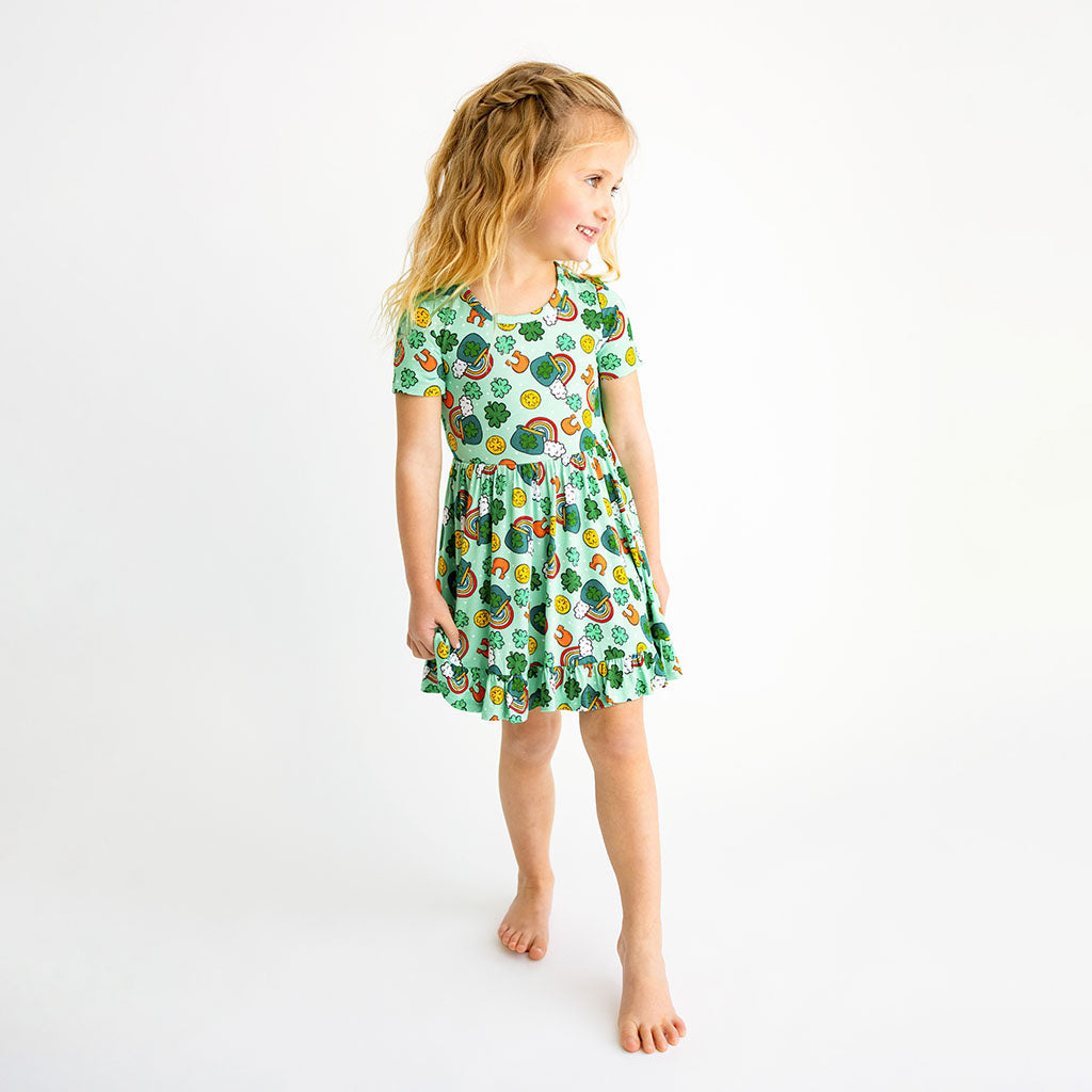 Posh Patrick's Day Short Sleeve Ruffled Twirl Dress