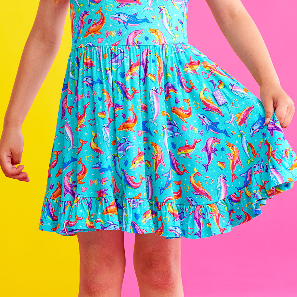 Lisa Frank® Dancing Dolphins™ Racerback Ruffled Twirl Dress
