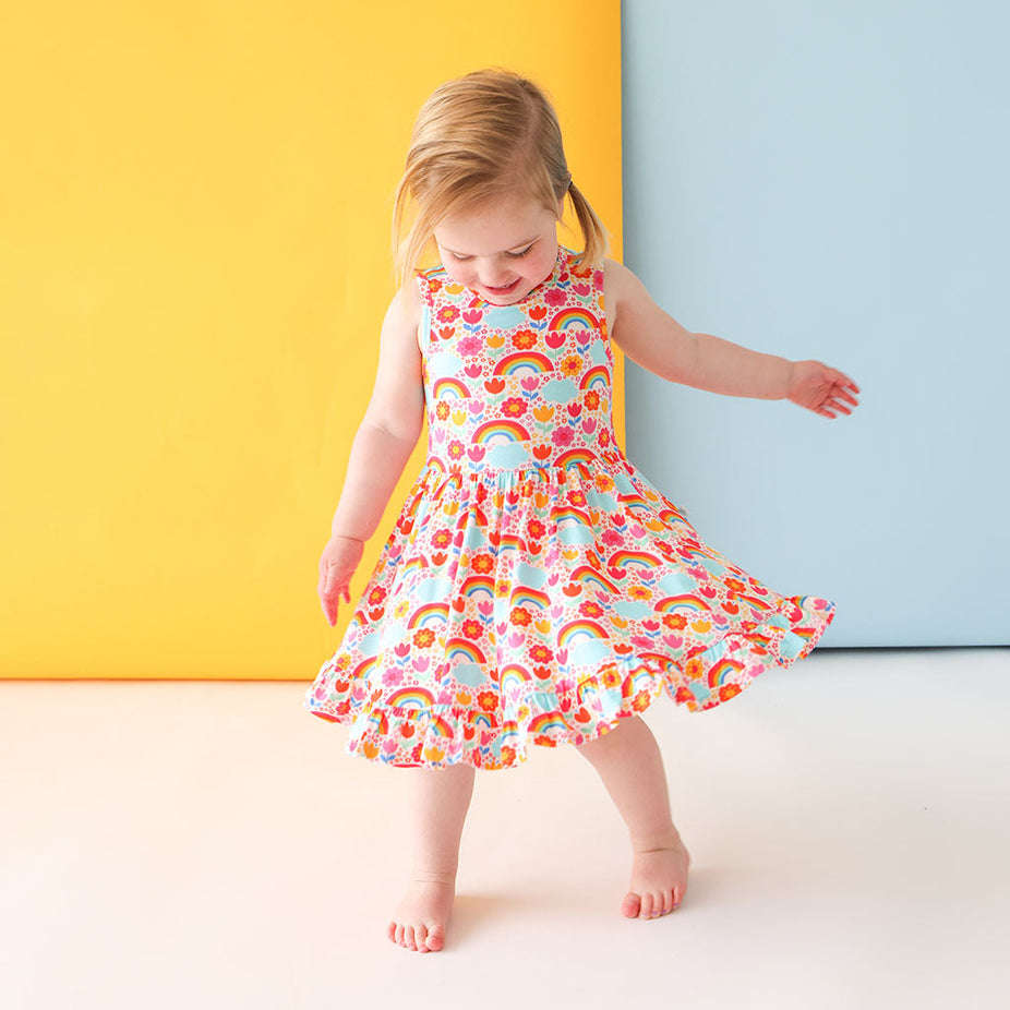 Rainbow Melody Racerback Ruffled Twirl Dress