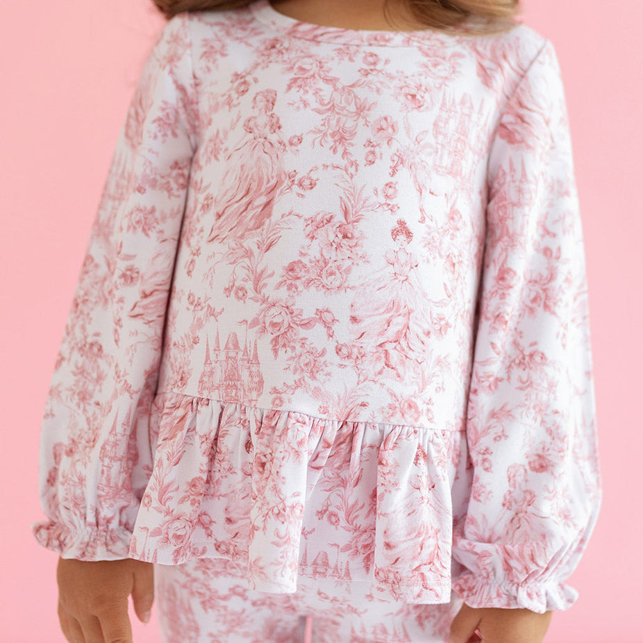 Antoinette French Terry Long Sleeve Ruffled Hem Top