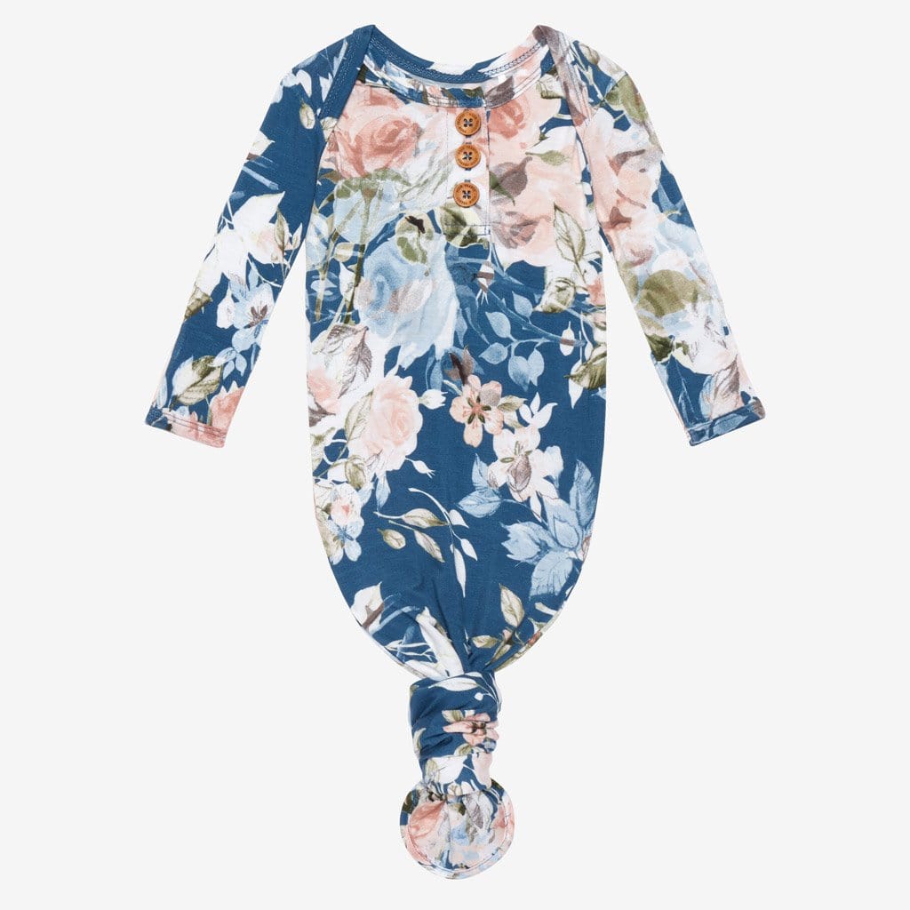 Blue Rose Button Knotted Gown