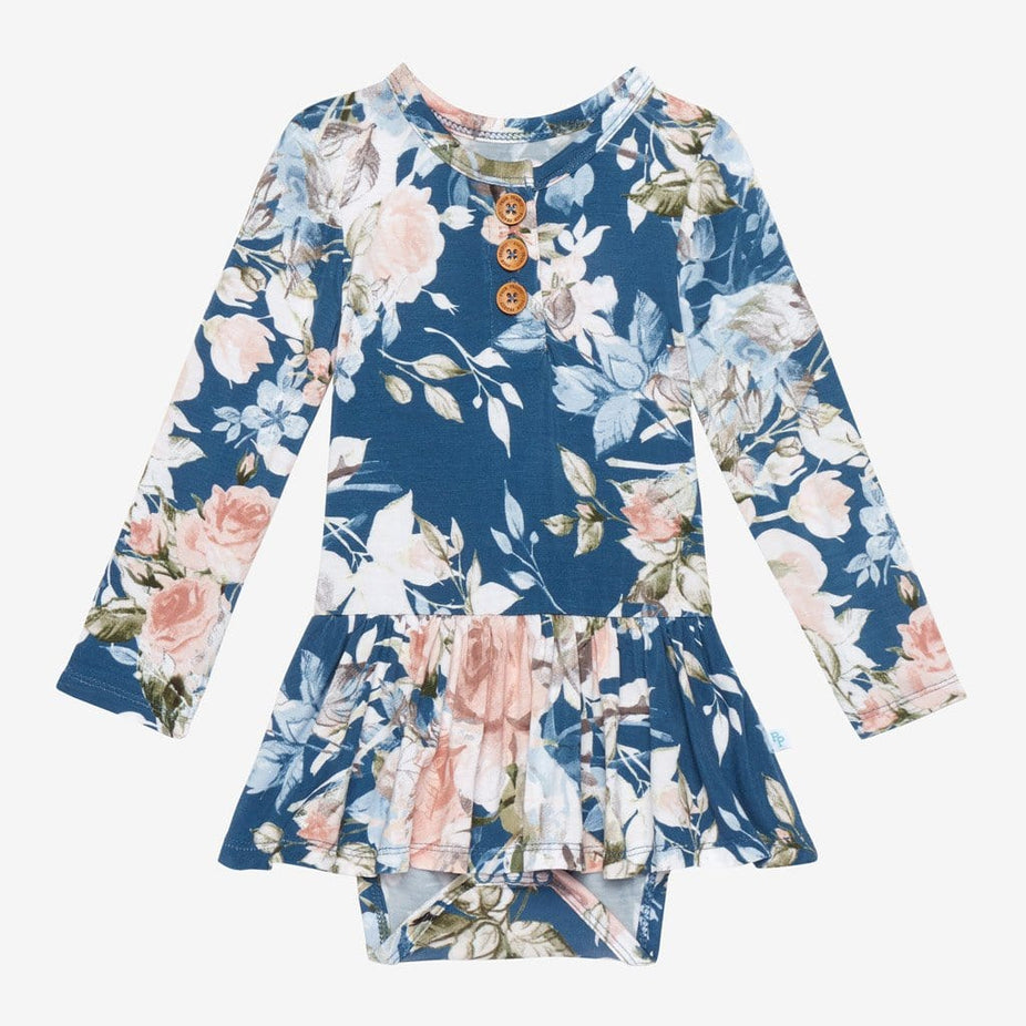 Blue Rose Long Sleeve Twirl Skirt Bodysuit
