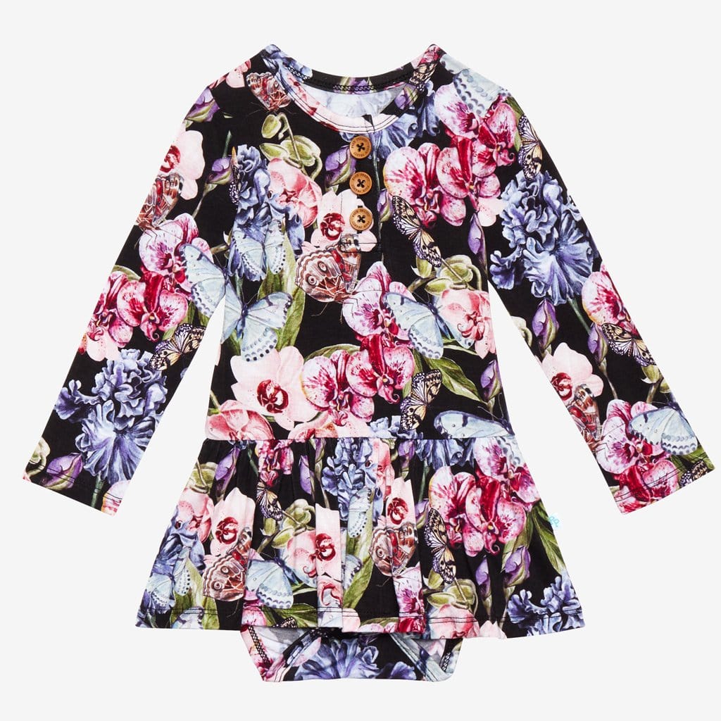 Chelsea Long Sleeve Henley Twirl Skirt Bodysuit