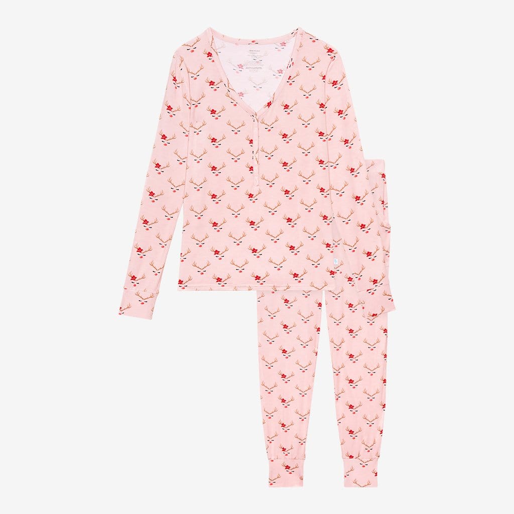 Clarice Women's Long Sleeve Loungewear with Reindeer Print