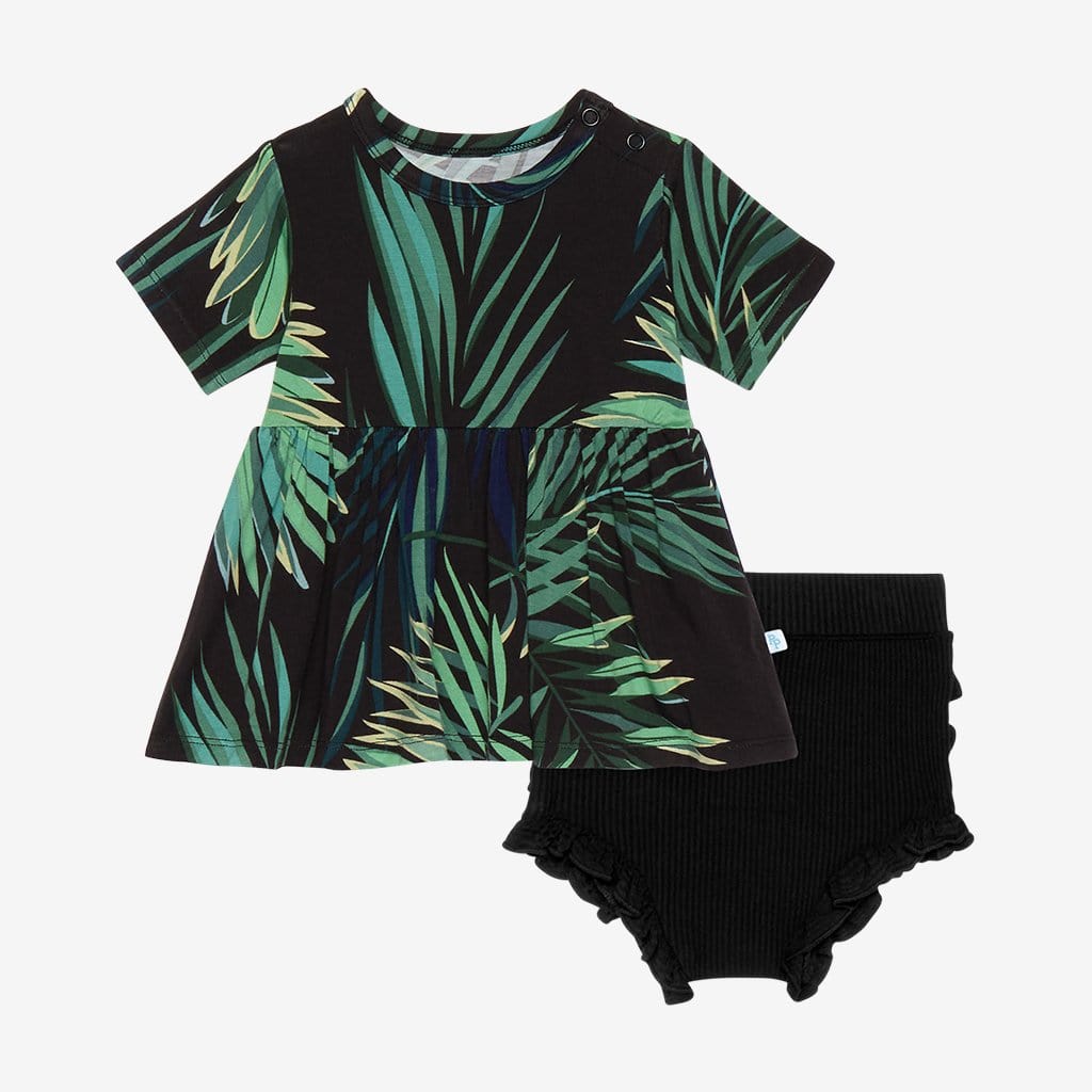Cooper Short Sleeve Peplum Ruffled Bummie Set