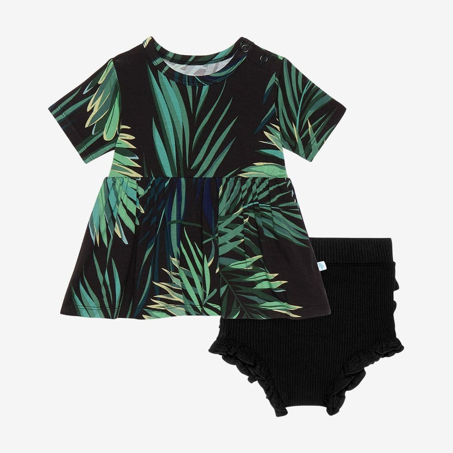 Cooper Short Sleeve Peplum Ruffled Bummie Set
