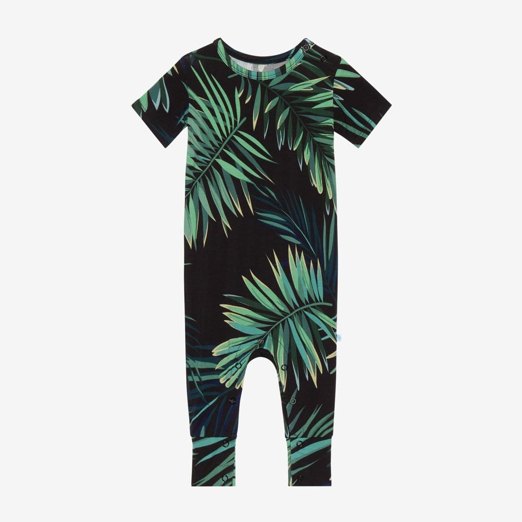 Cooper Short Sleeve Romper with leaf design