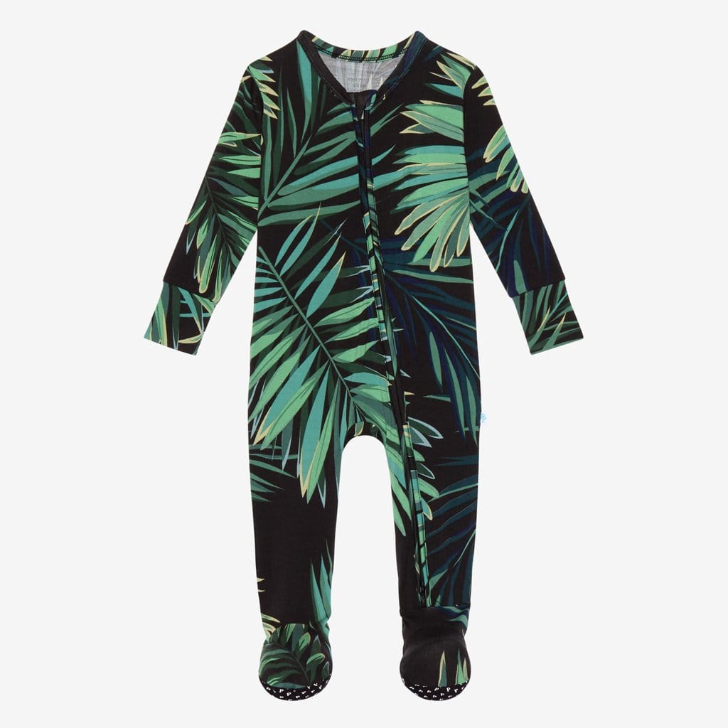 Cooper Footie Zippered One Piece with leaf design