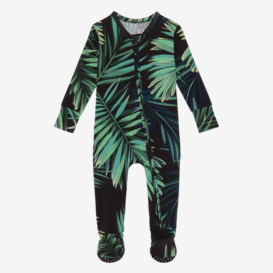 Cooper Footie Zippered One Piece with leaf design