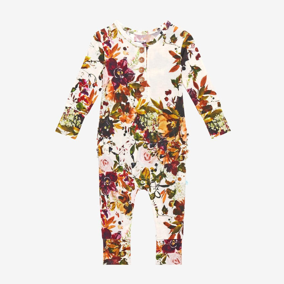Corinne Long Sleeve Ruffled Henley Romper