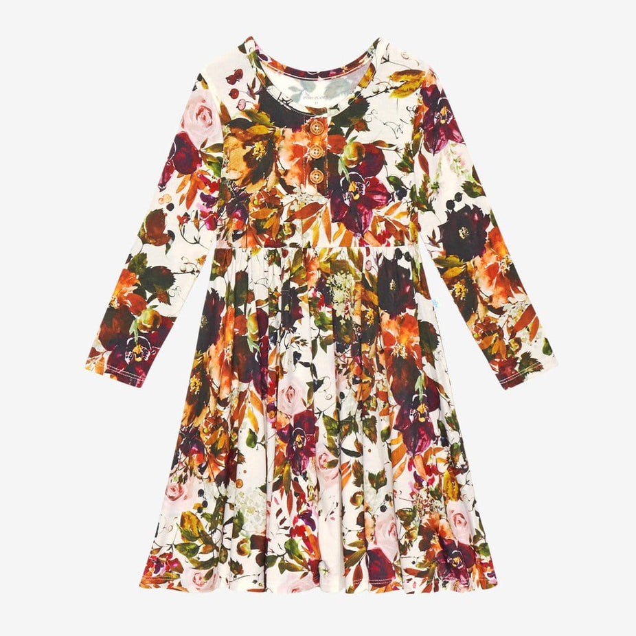 Corinne Long Sleeve Henley Twirl Dress