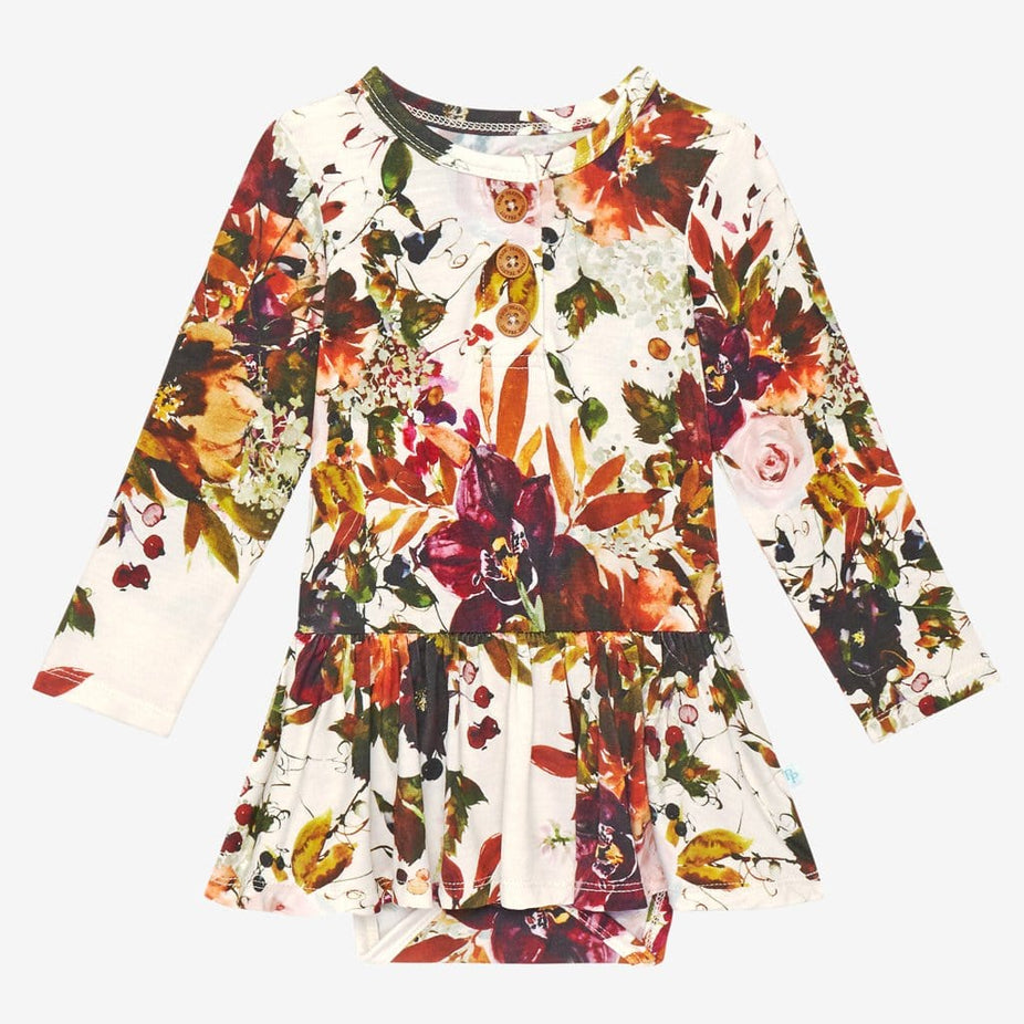 Corinne Long Sleeve Henley Twirl Skirt Bodysuit