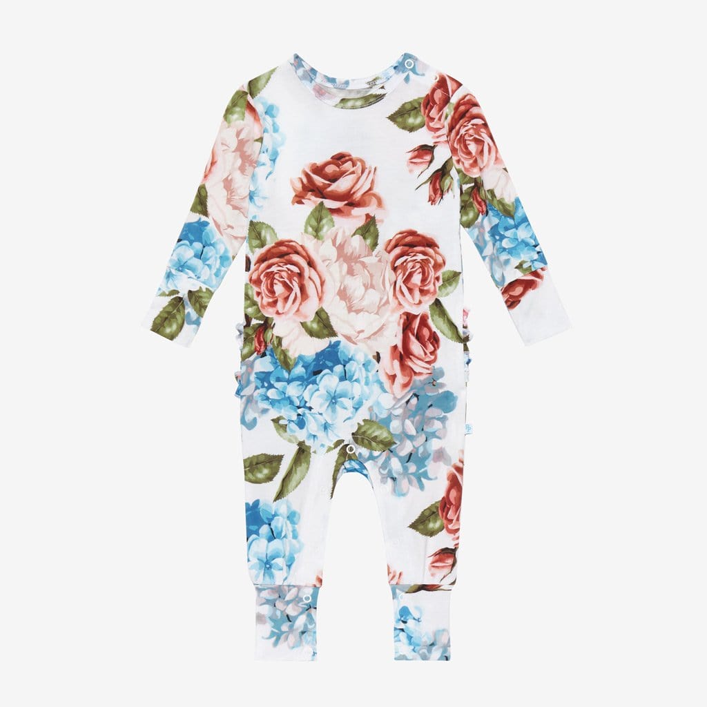 Hydrangea Long Sleeve Ruffled Romper