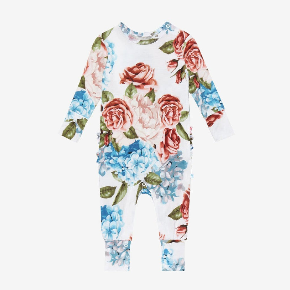Hydrangea Long Sleeve Ruffled Romper