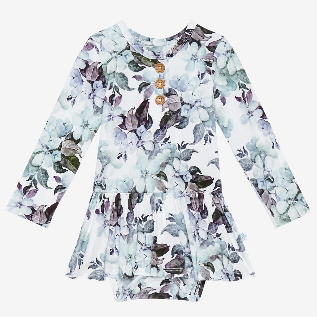 Jules Floral Long Sleeve Henley Twirl Skirt Bodysuit