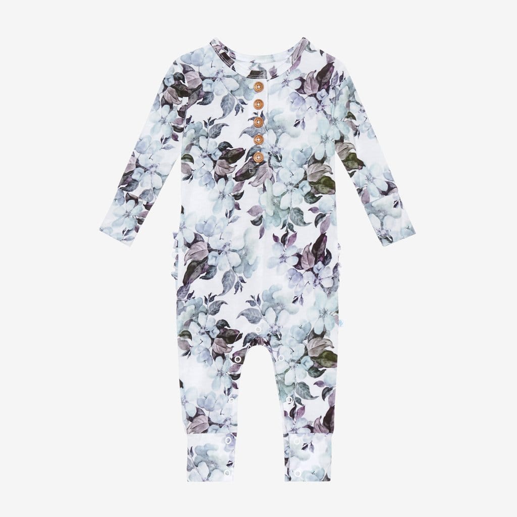 Jules Floral Long Sleeve Ruffled Henley Romper